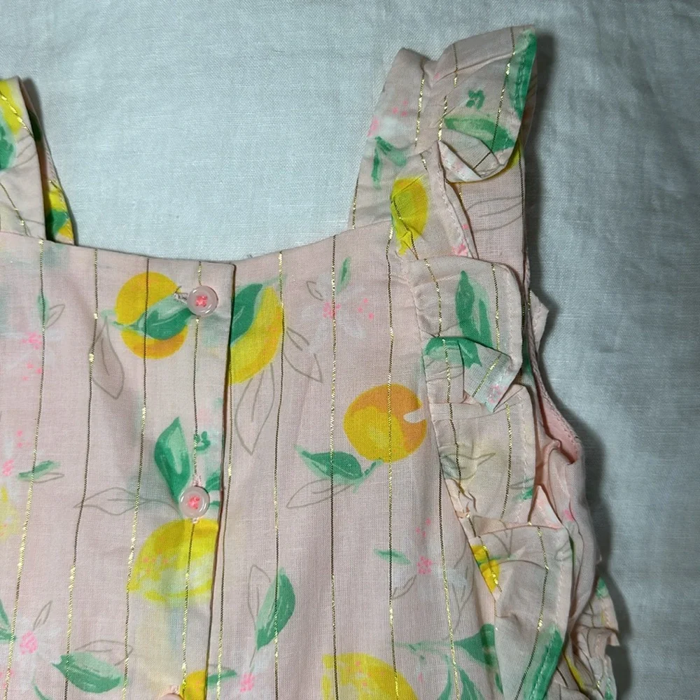 Oshkosh Lemon Print Ruffle Sleeve Flutter Dress - Picture 7 of 10